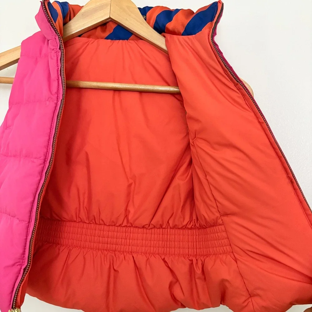 Ralph Lauren Girls Puffer Vest Reversible Size 5 Pink Orange Quilted Pony Logo